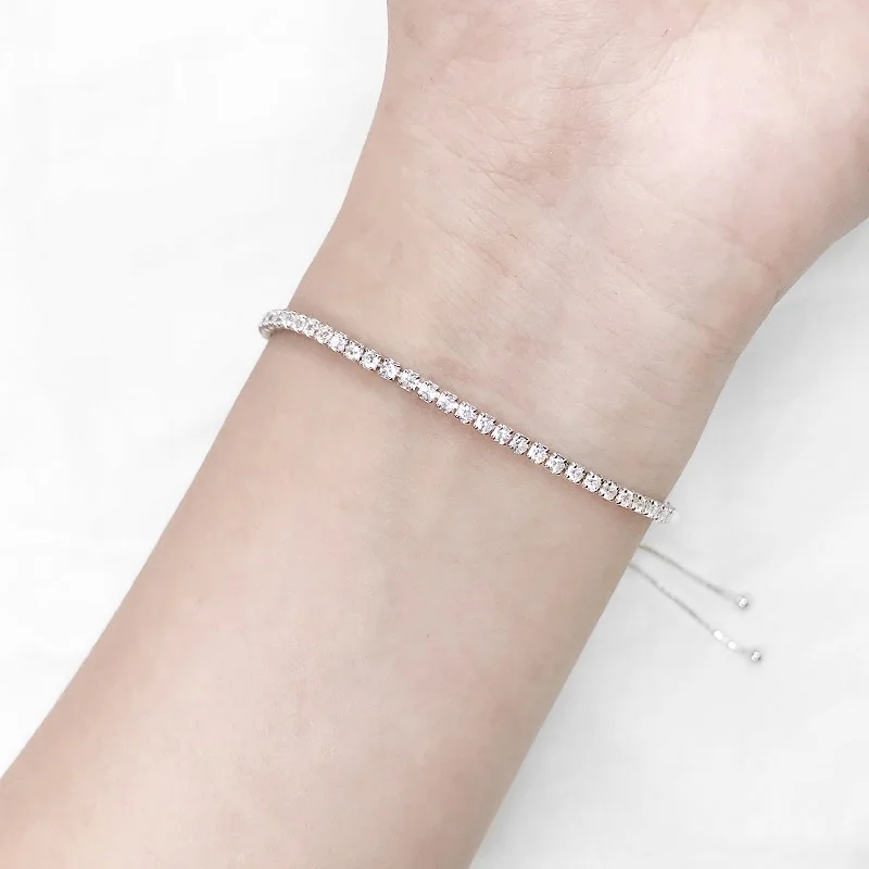 

100% Authentic 925 Sterling Silver Adjustable tennis Bracelets for women Crystal CZ Jewelry Gift 2018 Fashion Bracelet
