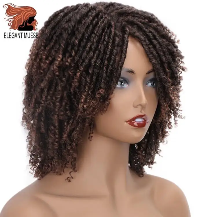 Elegant MUSES короткие синтетические парики для Для женщин 6 дюймов длинные мягкие Faux locs волосы парик с эффектом деграде(переход от темного к черный жук, вязанные крючком парики из косичек