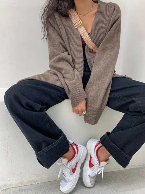 CMAZCMAZFairy Онлайн Красный зарубежный Стиль Ленивый свитер кардиган для женщин