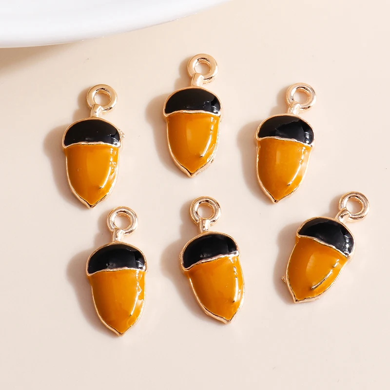 

10pcs 8*17 Enamel Mini Nut Charms for Earrings Pendants Necklaces Making Hazelnut Food Charms Handmade DIY Jewelry Accessories