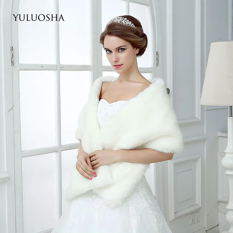 Свадебная плюшевая шаль YULUOSHA для невесты свадебное платье кашемировый белый
