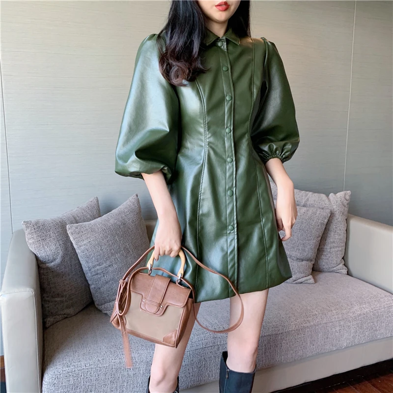 Новинка 2020 весенне летнее элегантное женское платье HziriP из искусственной кожи