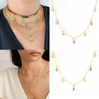 Ожерелье BOAKO S925 из серебра с цветным цирконием, подвеска, ювелирные изделия на шею для женщин, цепочка-чокер, женское ожерелье до ключиц, бижутерия CZ