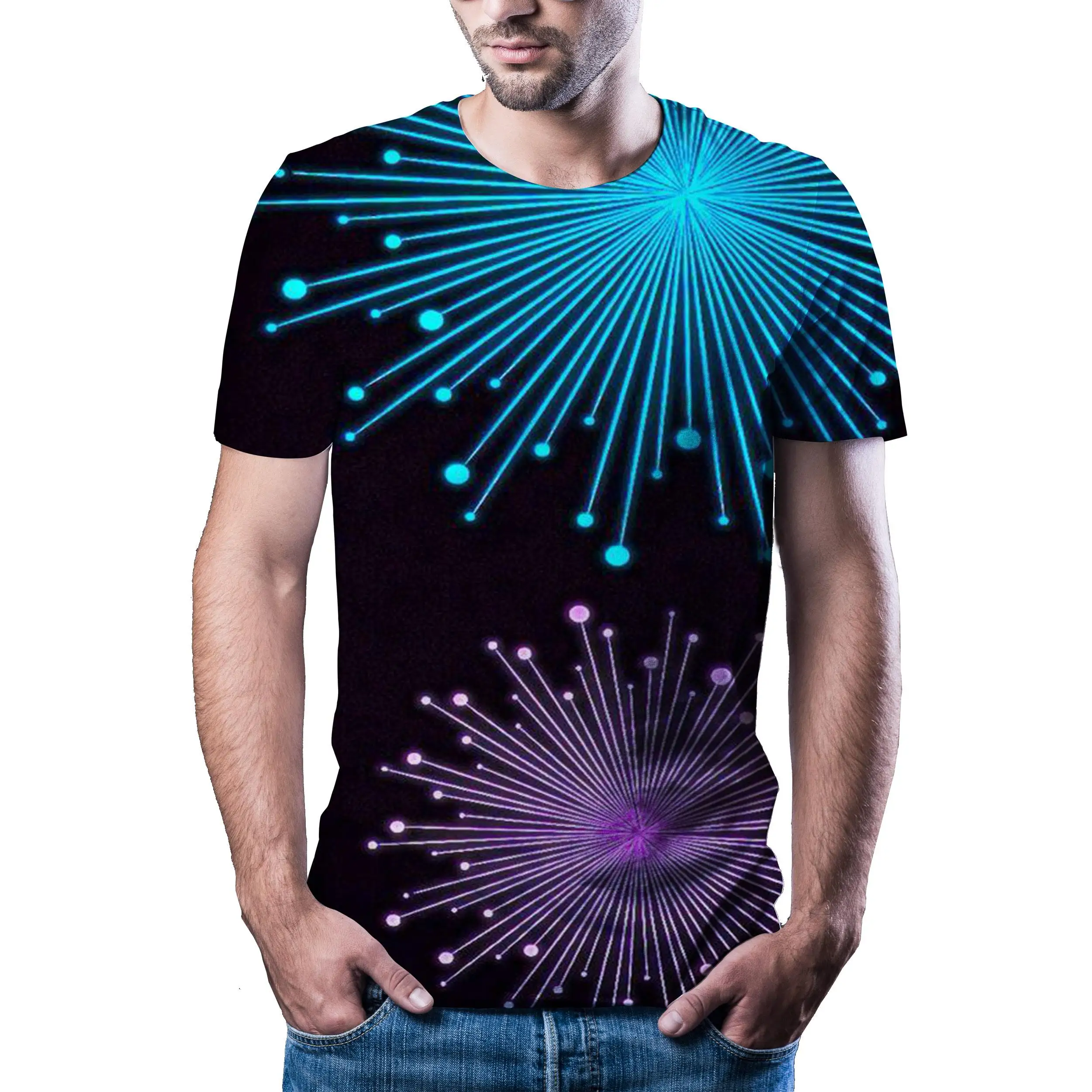Космической галактики 3D Футболка с короткими рукавами принтом Летнее стильное
