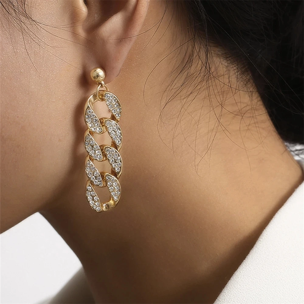 Блестящие Роскошные висячие серьги со стразами для женщин в стиле панк кубинские