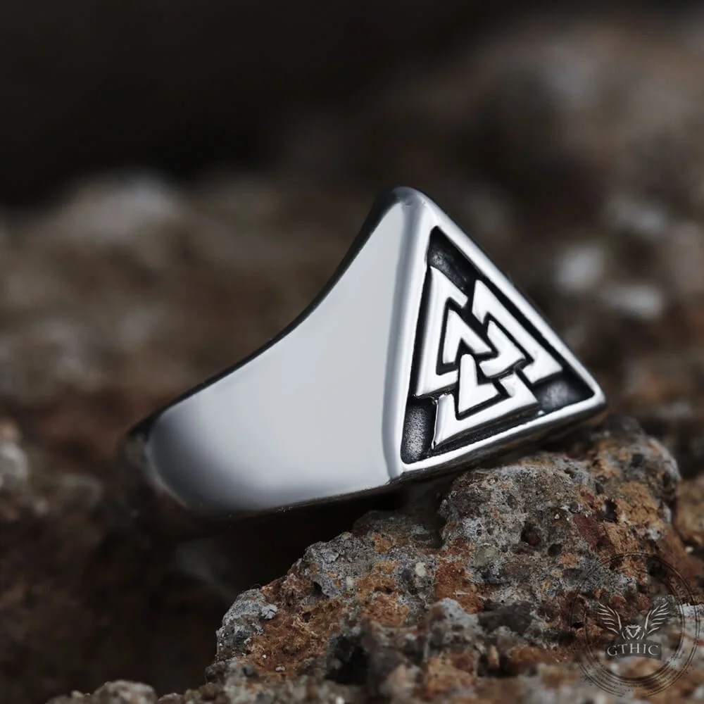 VILAGE мужские Viking Нержавеющая сталь Valknut Треугольники символ кольцо нордические