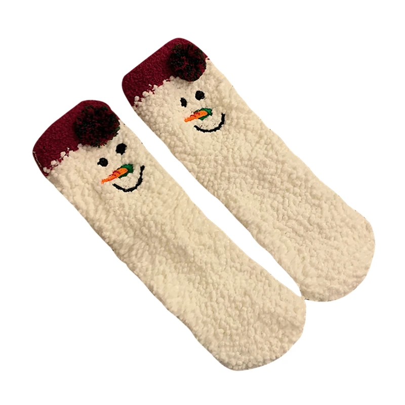 New Fashion Winter Warm Christmas Mid-tube Plush Socks, Comfortable Coral Fleece Warm Floor Socks,New Year Gifts, Cute Female  s
