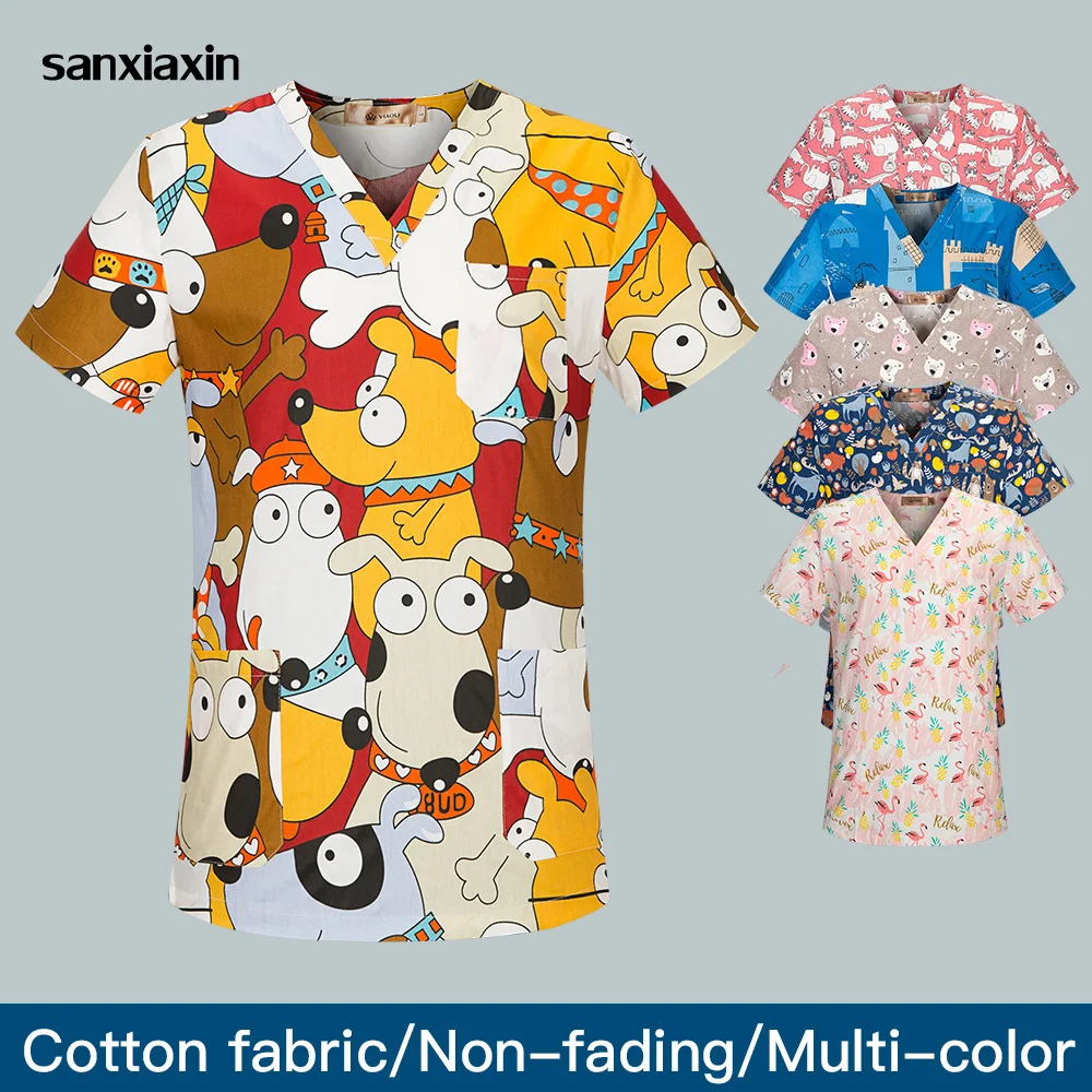 

sanxiaxin cartoon printing spa uniform beauty salon nursing uniform lab uniform pet shop Scrub uniform salon care Work clothes