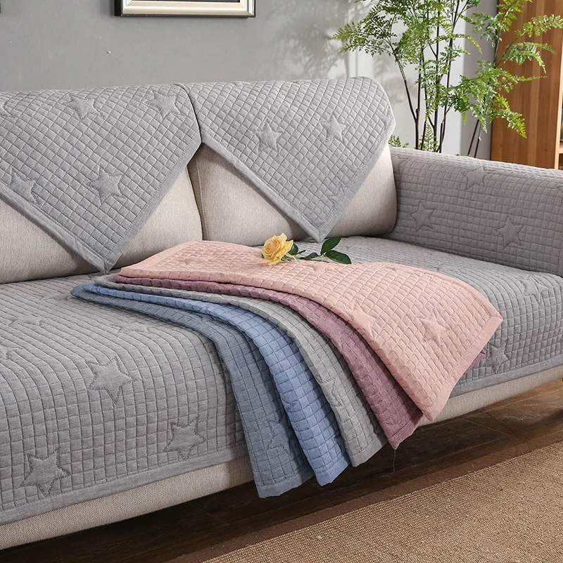 L Corner Sofa Cover Four Seasons Sofa Towel Cotton Gray Combination Sofa Set  Fabric Sofa Cushion for Living Room Decor