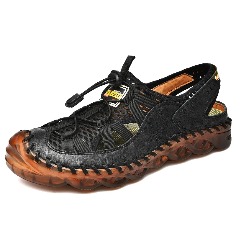 

Large Size Summer Men's Closed Toe Sandals 2021 New Breathable Mesh Beach Shoes Outdoor Sports Casual Shoes Large
