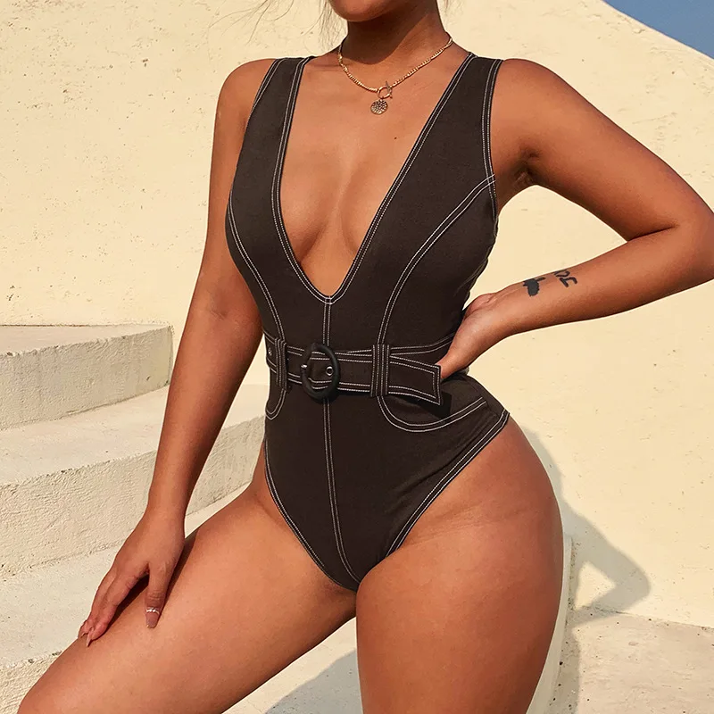 

Y2K Summer For 2022 Fashion Tank Belt Women‘s Bodysuit Sexy V-Neck Tops Skinny Rompers High Rise Bodysuits Club Party Holiday