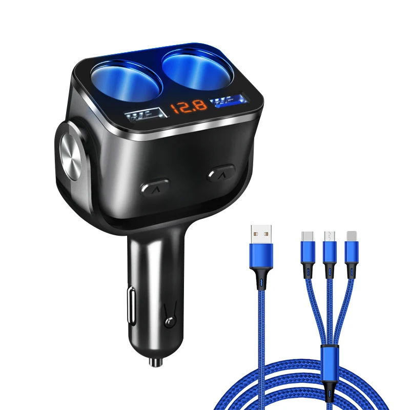 Black Автомобильный прикуриватель 12 V-24 V USB Зарядное устройство QC 3,0 Быстрая зарядка автомобильный делитель Напряжение Дисплей независимый переключатель 180 градусов Поворот - Название цвета: Black
