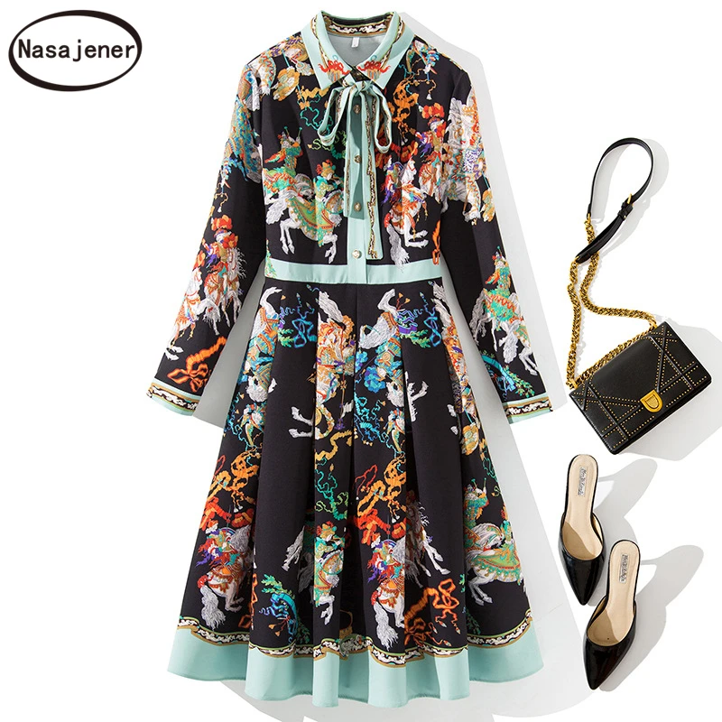 Элегантное модное подиумное осеннее платье миди женское с длинным рукавом