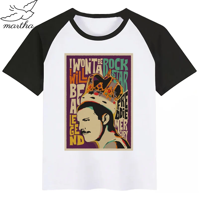 Новое поступление футболка для девочек с надписью The queen Band Freddie Mercury забавным