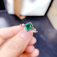 vintage s925 silver sterling natural emerald jewellry ring for women fine anillos de 925 silver jewelry ruby gemstone anel box