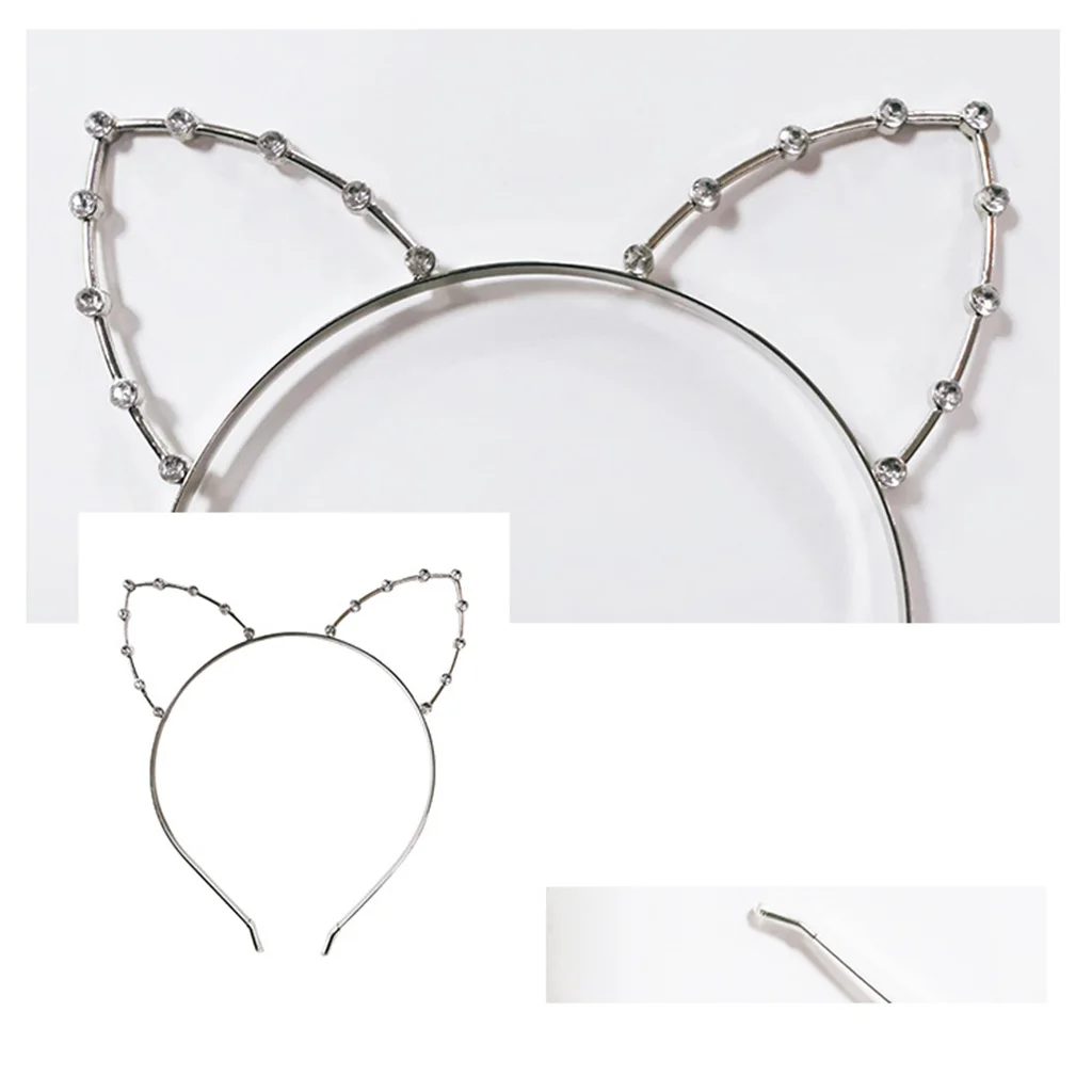 Повязка на голову с хрустальными кошачьими ушками повязка для волос оленями
