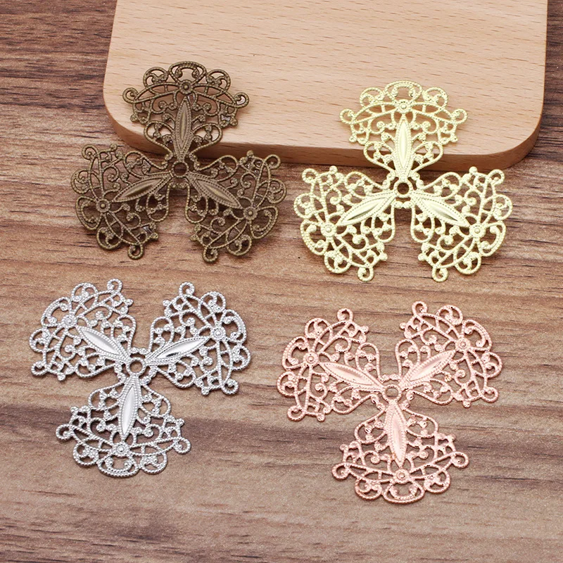 

30 шт. 49 мм винтажные филигранные цветы Металлические Подвески украшения пустые головки для волос ювелирные аксессуары «сделай сам» Ювелирн...