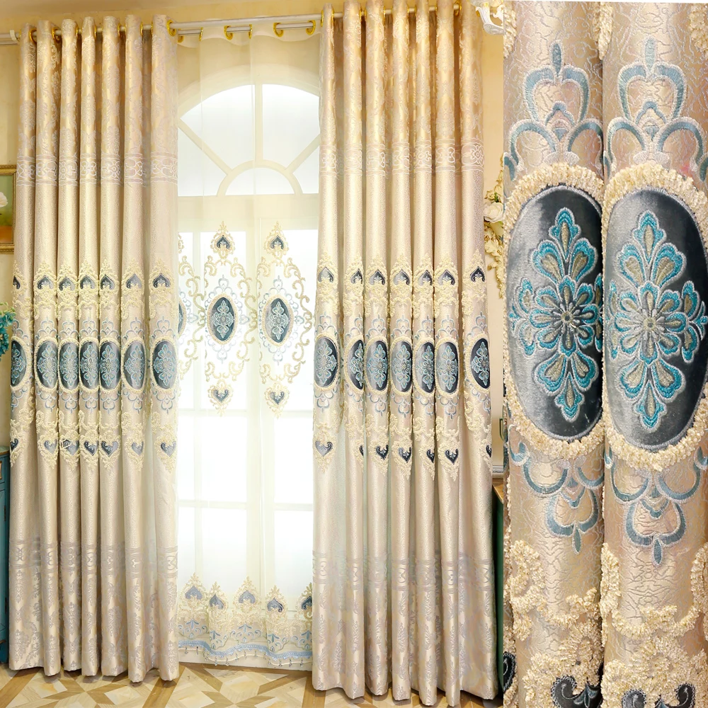 Шторы с вышивкой для гостиной столовой спальни роскошные шторы в европейском