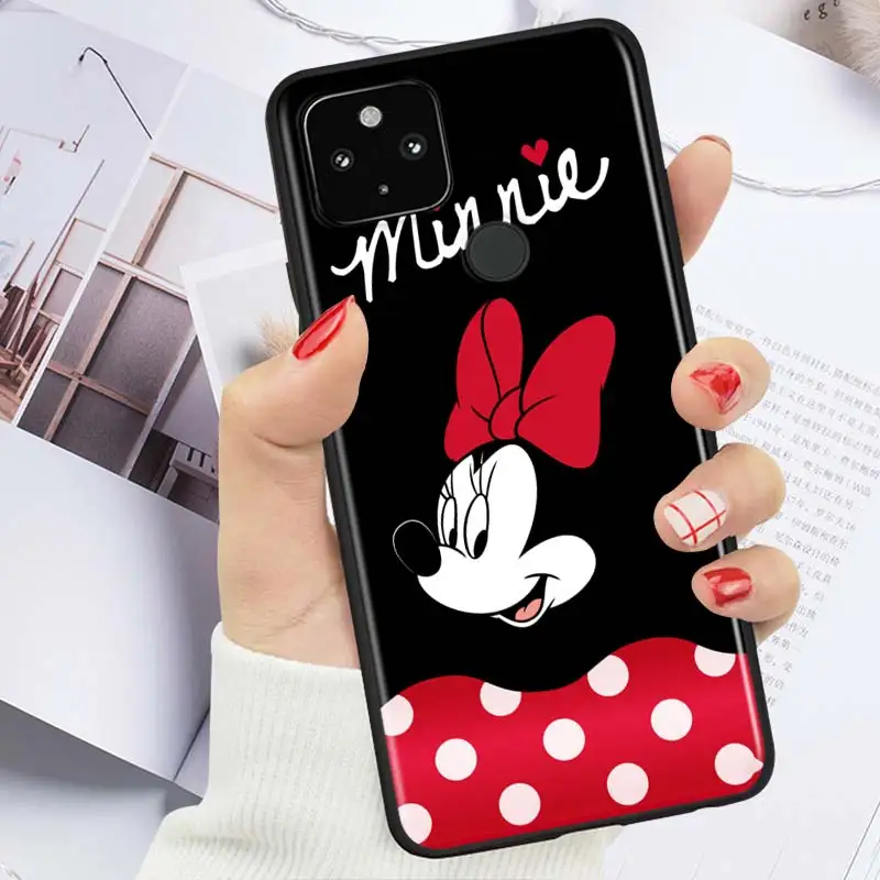 

Disney Cute Mickey Mouse Shockproof Cover for Google Pixel 5 4 4A XL 5G Black Phone Case Shell Soft TPU Fundas Coque Capa