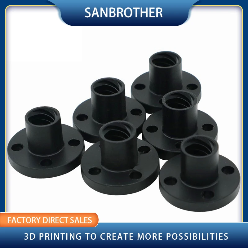 

1PCS 3D Printer Parts Black TR8 lead screw POM nut T8 nut trapezoidal screw POM lead 1mm 2mm 4mm 8mm