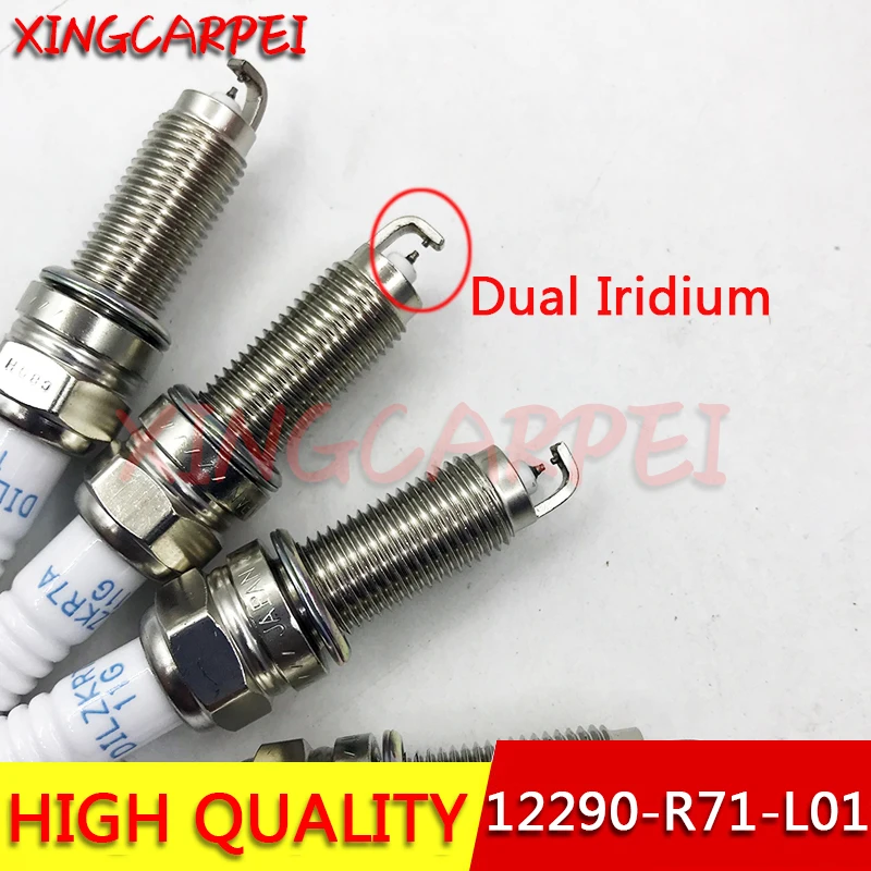 new 4pcs dilzkr7a11g dual iridium spark plug 12290 r71 l01 for honda accord odyssey pilot 12290r71l01 auto part free global shipping