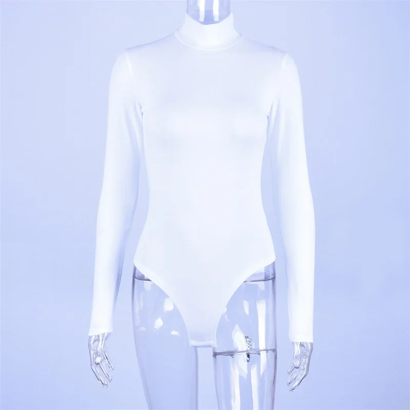 

cotton long sleeve women sexy bodysuit 2020 spring autumn winter female Mock Neck warm clothes slim fit fashion solid body suit