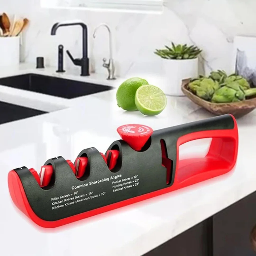 

Angle Adjustable Knife Sharpener 4 Stages Scissors Sharpening stone Professional Kitchen Grinder knives Household Sharpener Tool