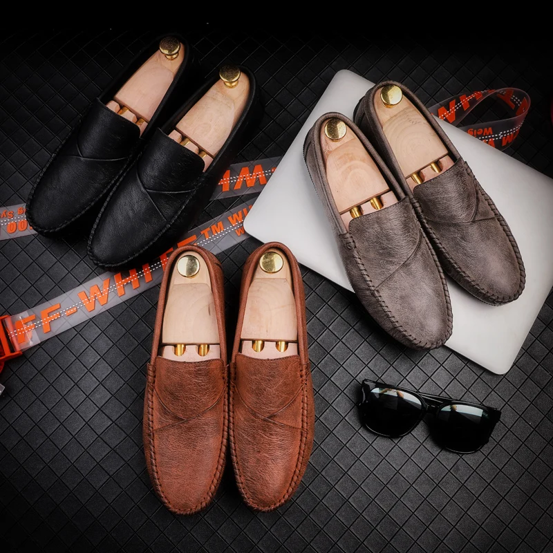 

Luxury Brand Italian Mens Shoes Casual Summer Men Loafers Genuine Leather Moccasins Breathable Lightweight Slip On Boat Shoes