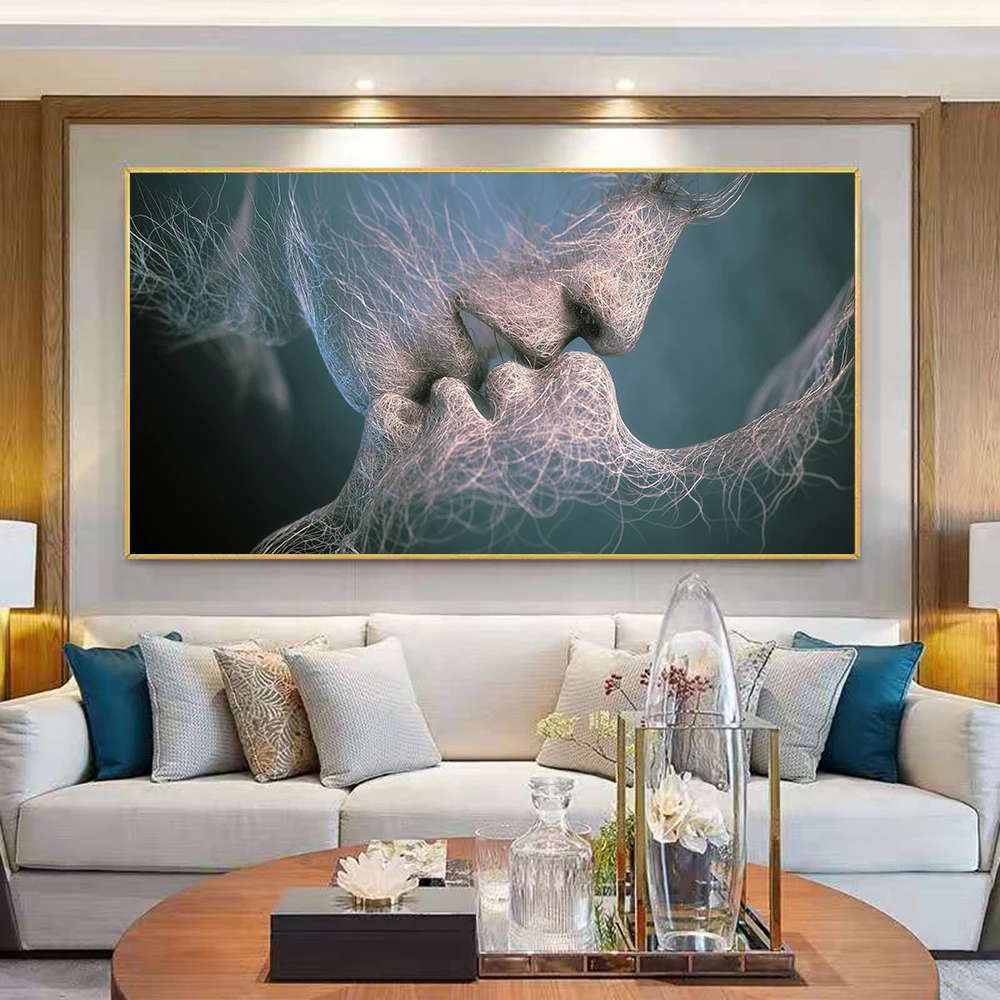 

Modern Home Decoration Paintings Love kiss Romantic Posters and Prints Canvas Painting Wall Art Pictures For Living Room Decor