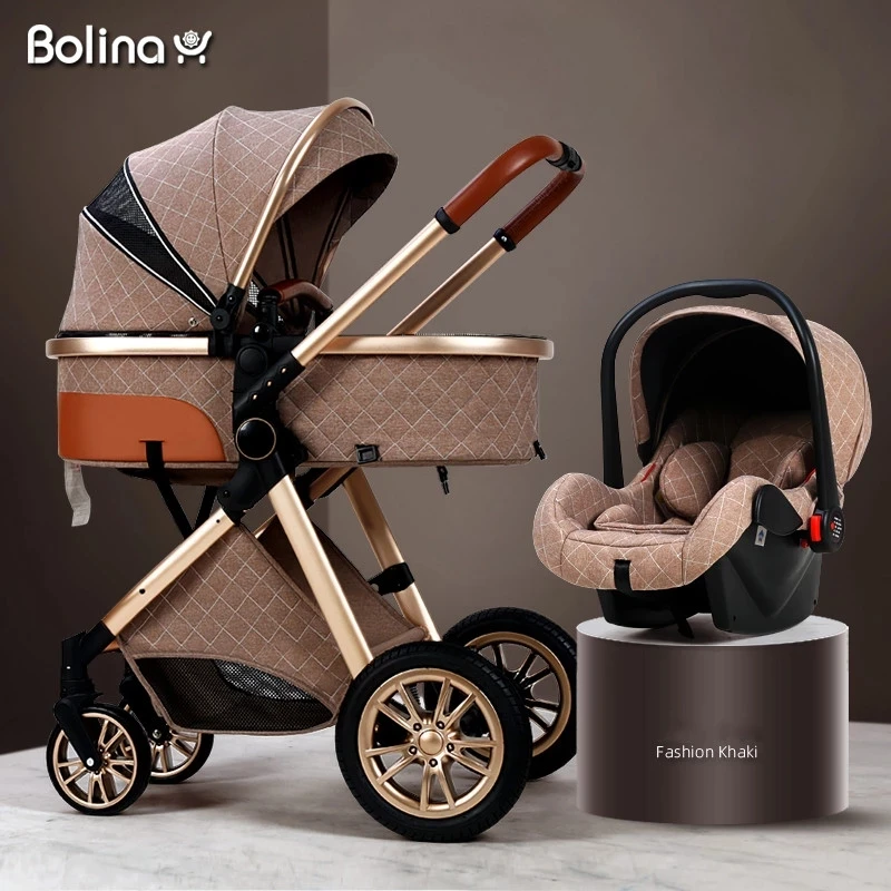 

Bolina 3 in 1 Baby Stroller High Landscape Carriage Light Newborn Pram Shock Proof Two Way 2 in 1 Kid Car Baby Comfort 2021
