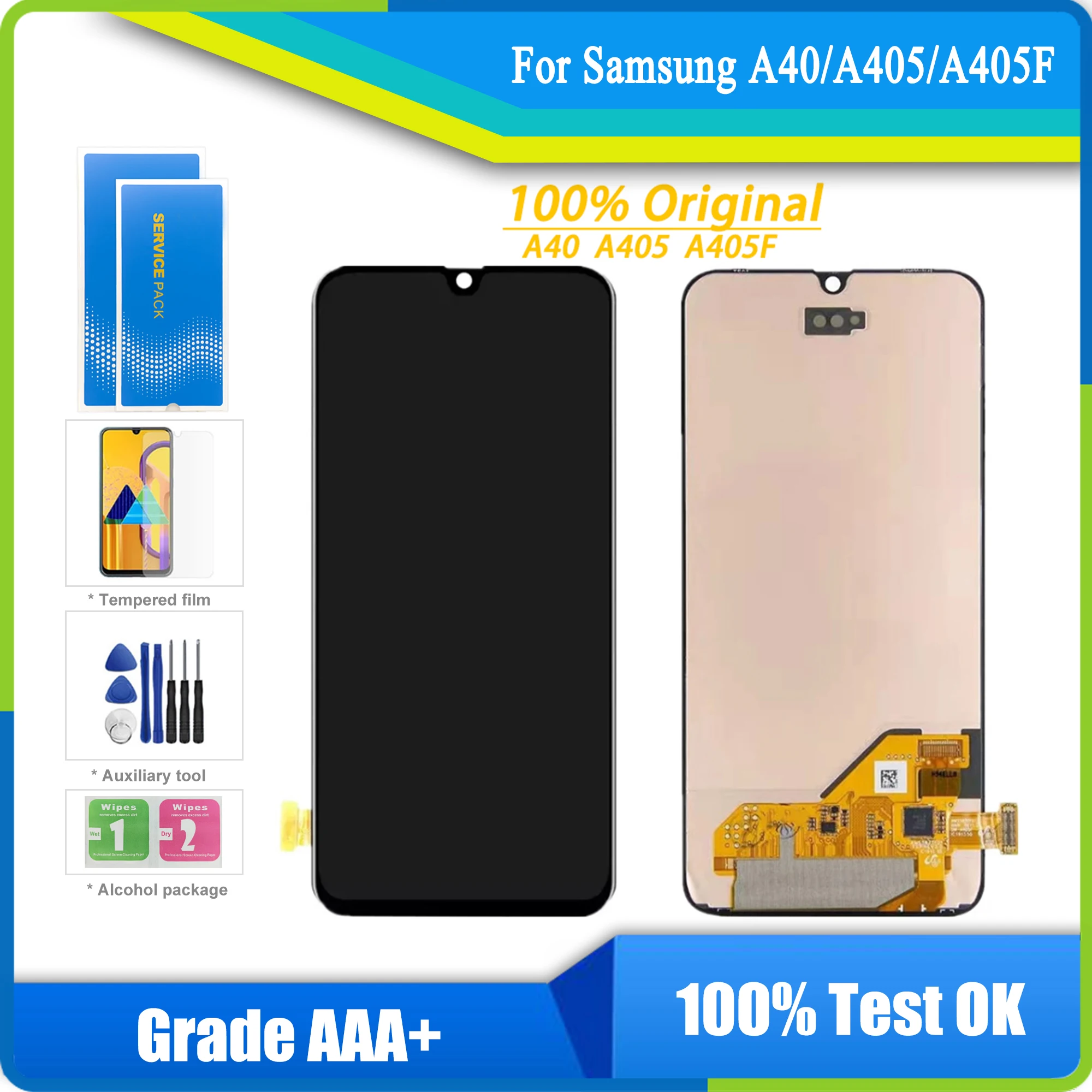 

Оригинальный ЖК-дисплей для Samsung A40 lcd A405, ЖК-дисплей, сенсорный экран, дигитайзер, монтаж, с рисунком rahmen a40, экран с функцией ремонта