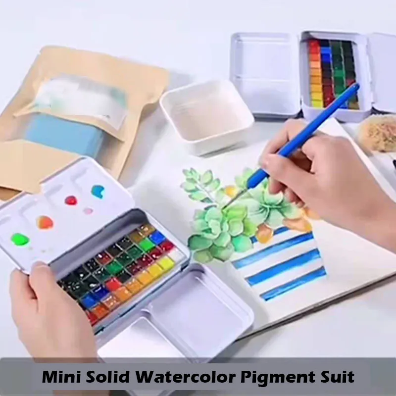 Однотонный пигментный акварельный мини-костюм 12 цветов цвет кожи конфеты