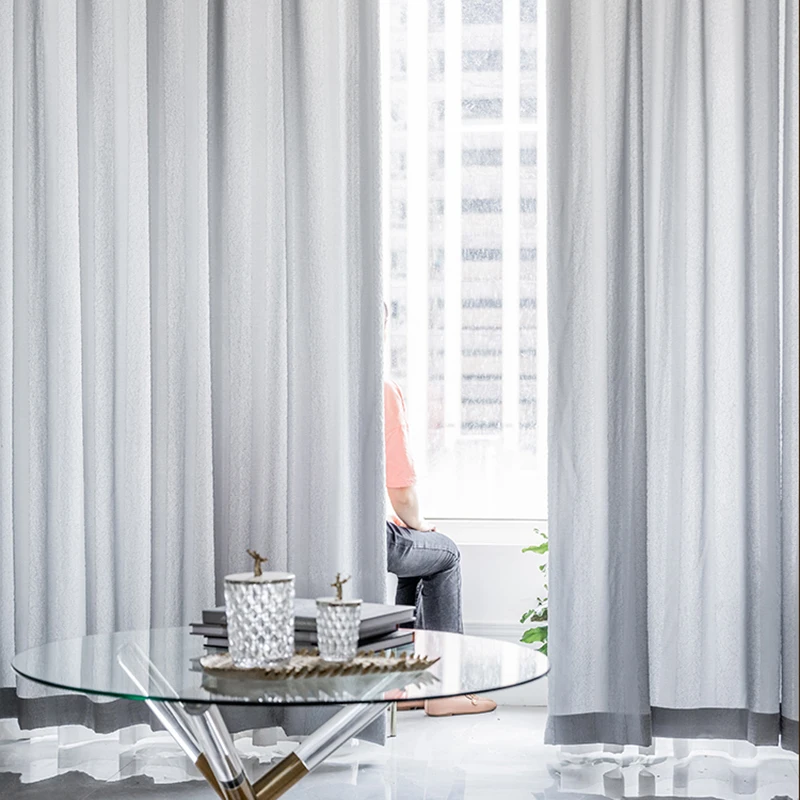 

Nordic Light Luxury White Gauze Curtain for Living Room Bay Window Soild Sheer Tulle Drape Balcony Modern Custom Made S601#C