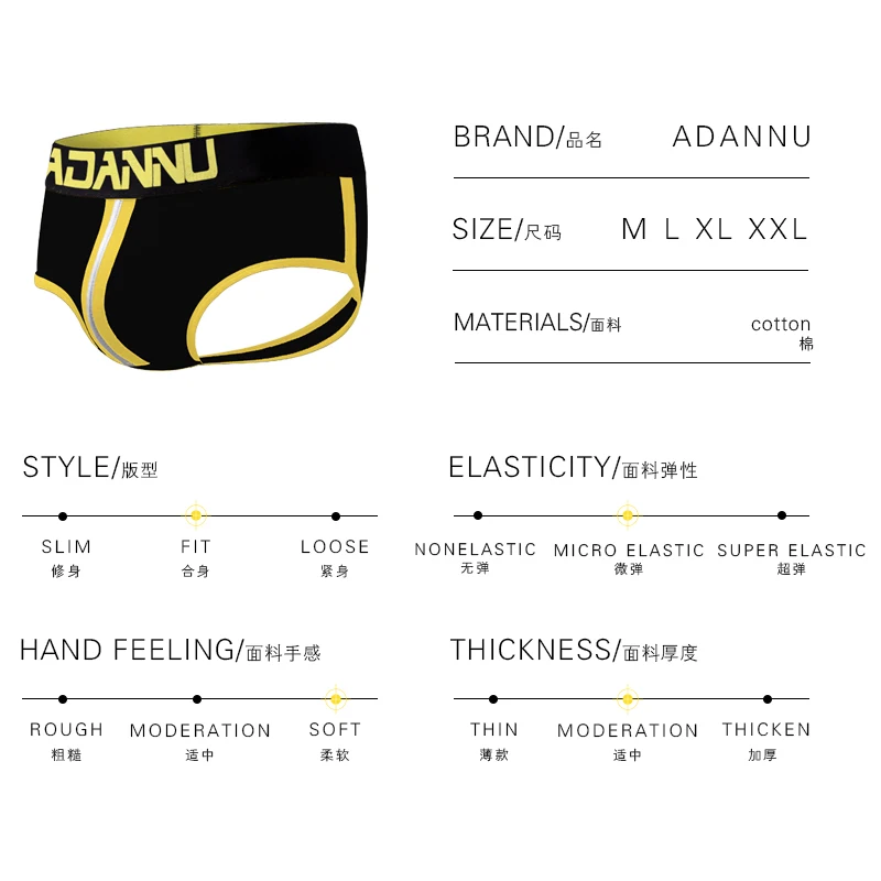 

ADANNU Brand Men Underwear Sexy Thong Jockstrap Cotton Breathable Comfortable Underpants Men's Thongs Open Backless Gay Panties