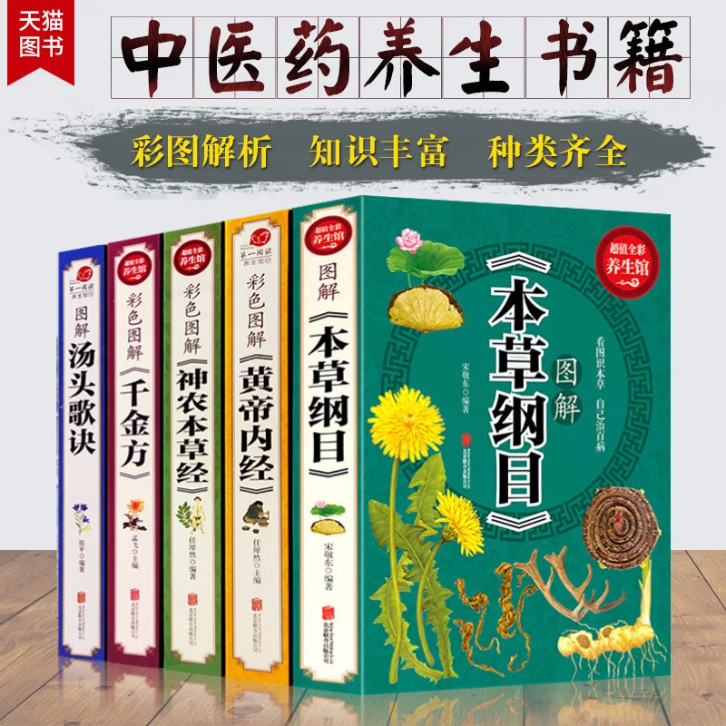 

Complete 5 Volumes The Yellow Emperor Internal Classics Compendium Of Materia Medica Genuine Li Shizhen