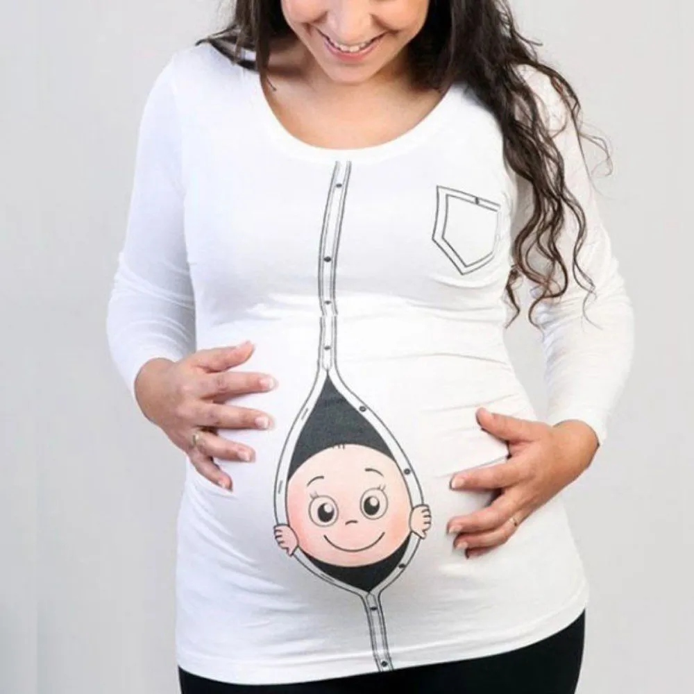 

Funny Printed Maternity T-shirt Pregnant Clothes Women Maternity Short Sleeve Cartoon T-shirt Pregnancy Summer ropa embarazada