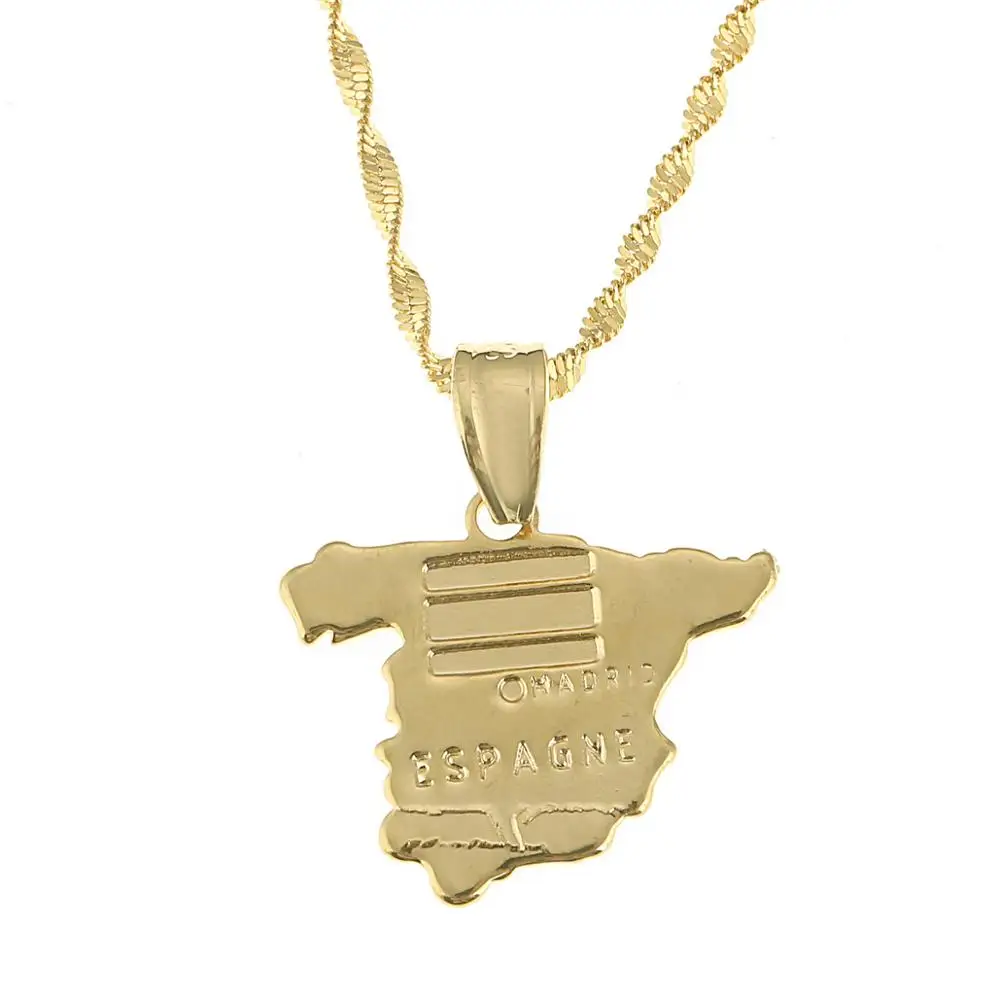Ожерелье с подвеской в виде карты Испании для женщин ювелирные изделия золотого