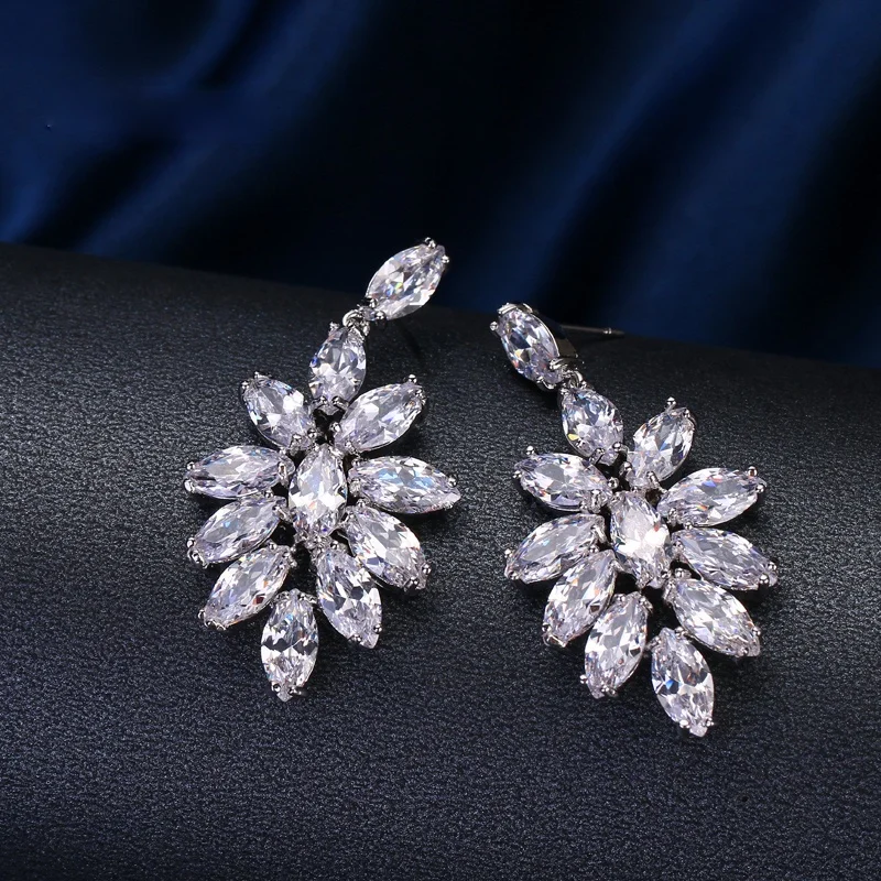 

Luxury AAA Marquise Zircon Earring Gorgeous Leaf Shape Charm Top Quality Lady For Woman Elegance Wedding Party Gift