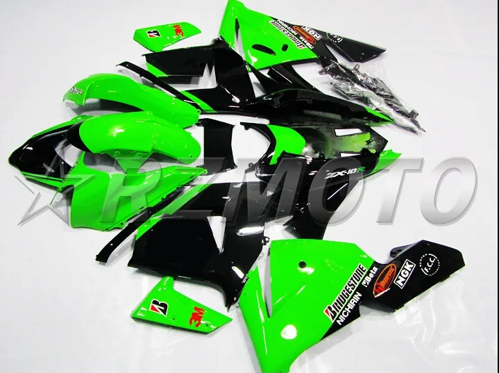 

4Gifts New ABS Motorcycle Full fairing kits fit for Kawasaki Ninja ZX-10R 2004 2005 10R 04 05 fairing set custom black green UK