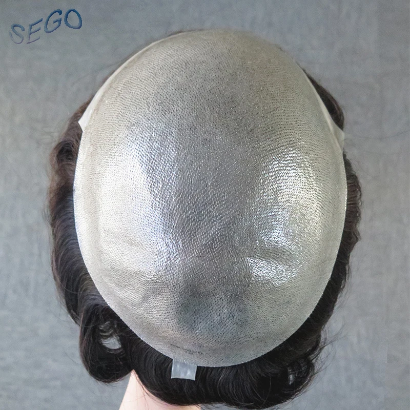 SEGO 8 ''x 10'' прочная тонкая кожа PU 0,04-0,05 мм натуральные волосы для мужчин парик не Реми волосы индийские волосы Замена для мужчин t система плотность