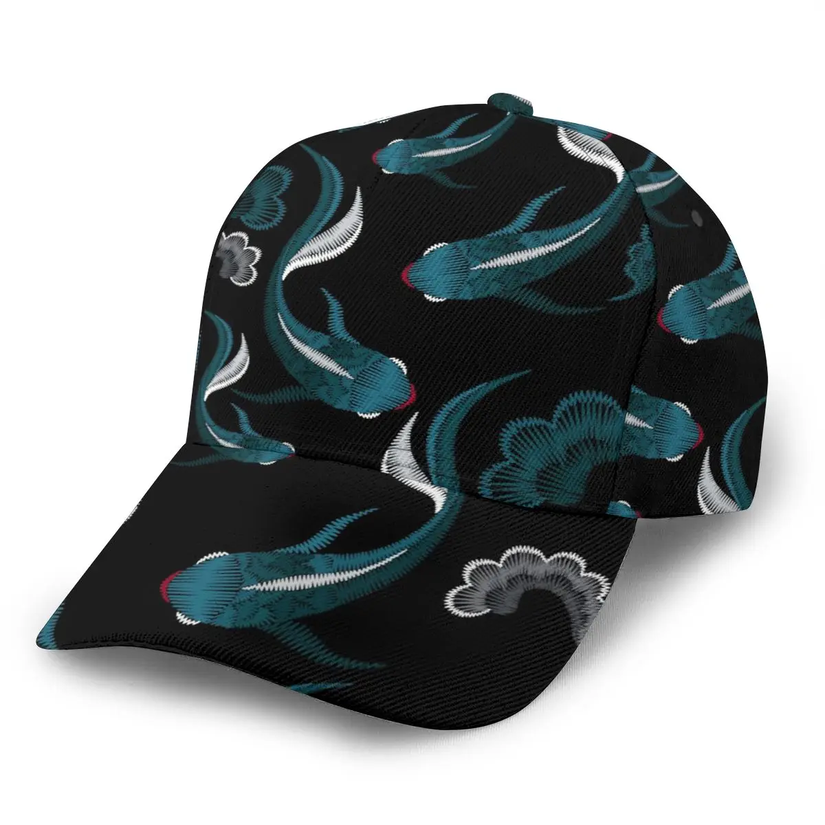 

Embroidery Blue Ethnic Koi Fish Baseball Cap Fashion Men Hat Cap Summer Dad Hat Male Sports Hat