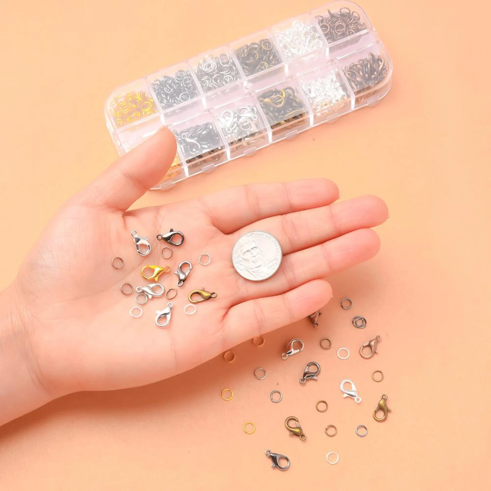 

Assorted Alloy Lobster Claw Clasps with 840CS Jump Rings Set for Chain Necklace Bracelet Jewelry Making DIY Findings Crafts