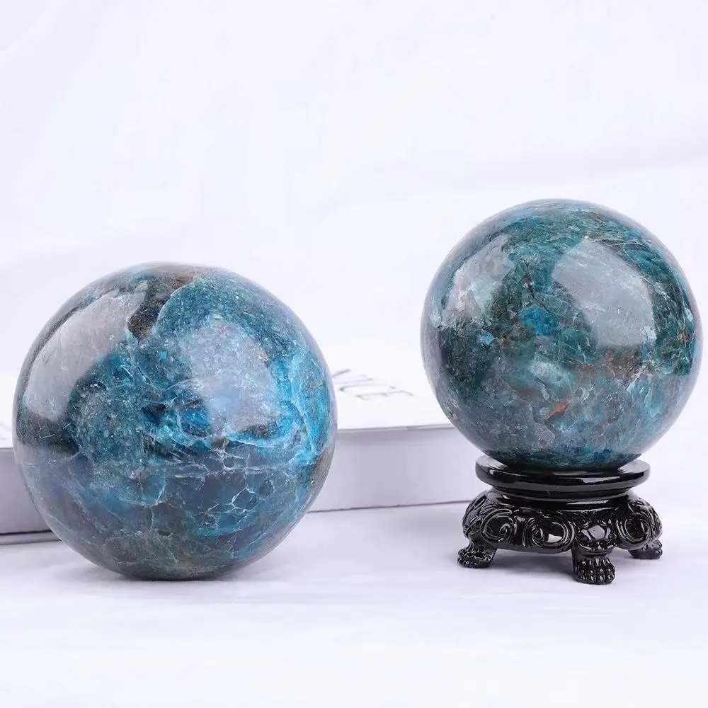 

1pc 60mm-85mm Natural Healing Crystals Stones Sphere Blue Apatite Quartz Balls for Fengshui