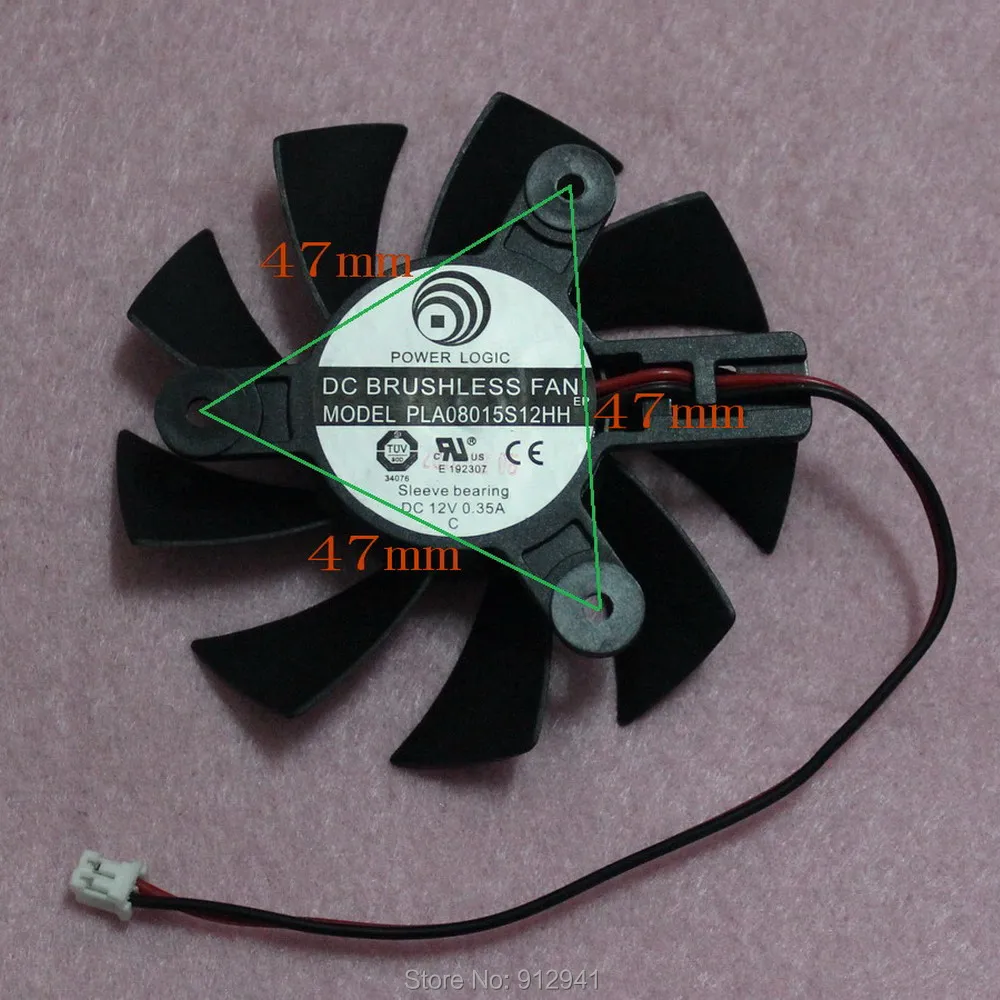 R196a PLA08015S12HH 75mm Graphics / Video Card VGA Cooler Fan Replacement 47mm x 12V 0.35A 2Wire 2Pin Connector | Компьютеры и офис