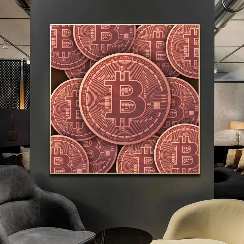 

Modern Bitcoin Currency Canvas Painting Money Wall Art Abstract Poster Print Wall Picture for Living Room Home Decor Cuadros
