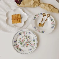 cutelife nordic flower white round ceramic plate dishes breakfast dessert sushi cake plate retro porcelain wedding coffee plates