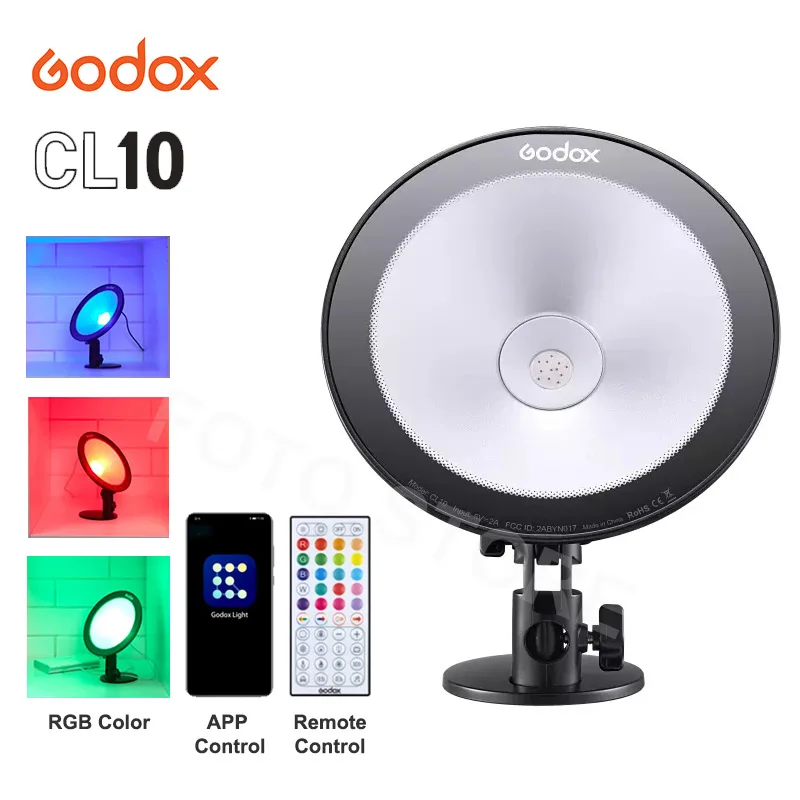 

Godox CL10 LED Webcasting Ambient Light RGB HSI Multi-Color Photography Studio Light for Camera Phone Video Photo Youtube Vlog