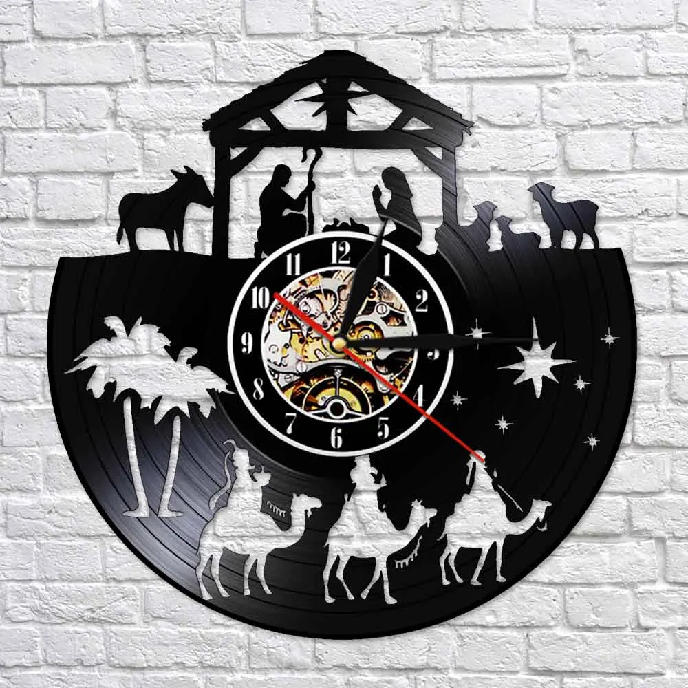 Винтажные настенные часы с христианскими виниловыми пластинами Menino Иисус