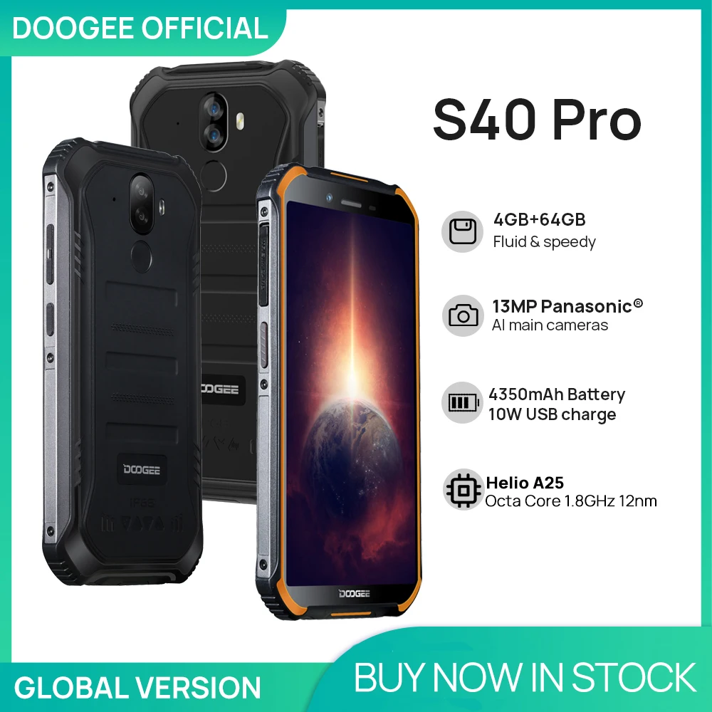 DOOGEE S40 Pro смартфонов на базе Android 10 прочный мобильный телефон IP68/IP69K 4 Гб