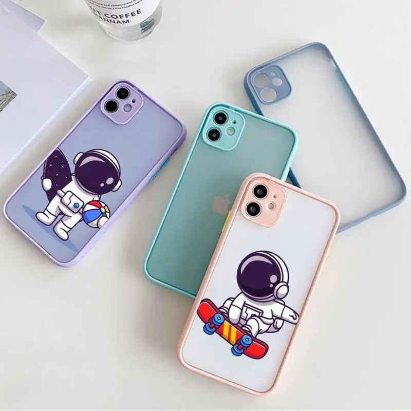 

Funny Cartoon Astronaut Phone Case Or IPhone 12 11 Pro Max XR XS Max X SE2 6s 7 8 Plus Hard Shockproof Purple Case